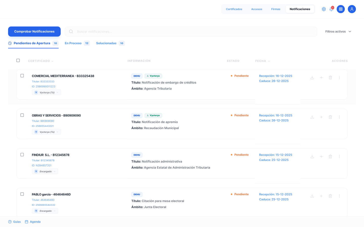 gestor de notificaciones electronicas